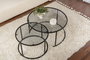 Hanah Home Juego de Mesas de Café Redondas 80-60 cm Vidrio Templado y Metal Negro